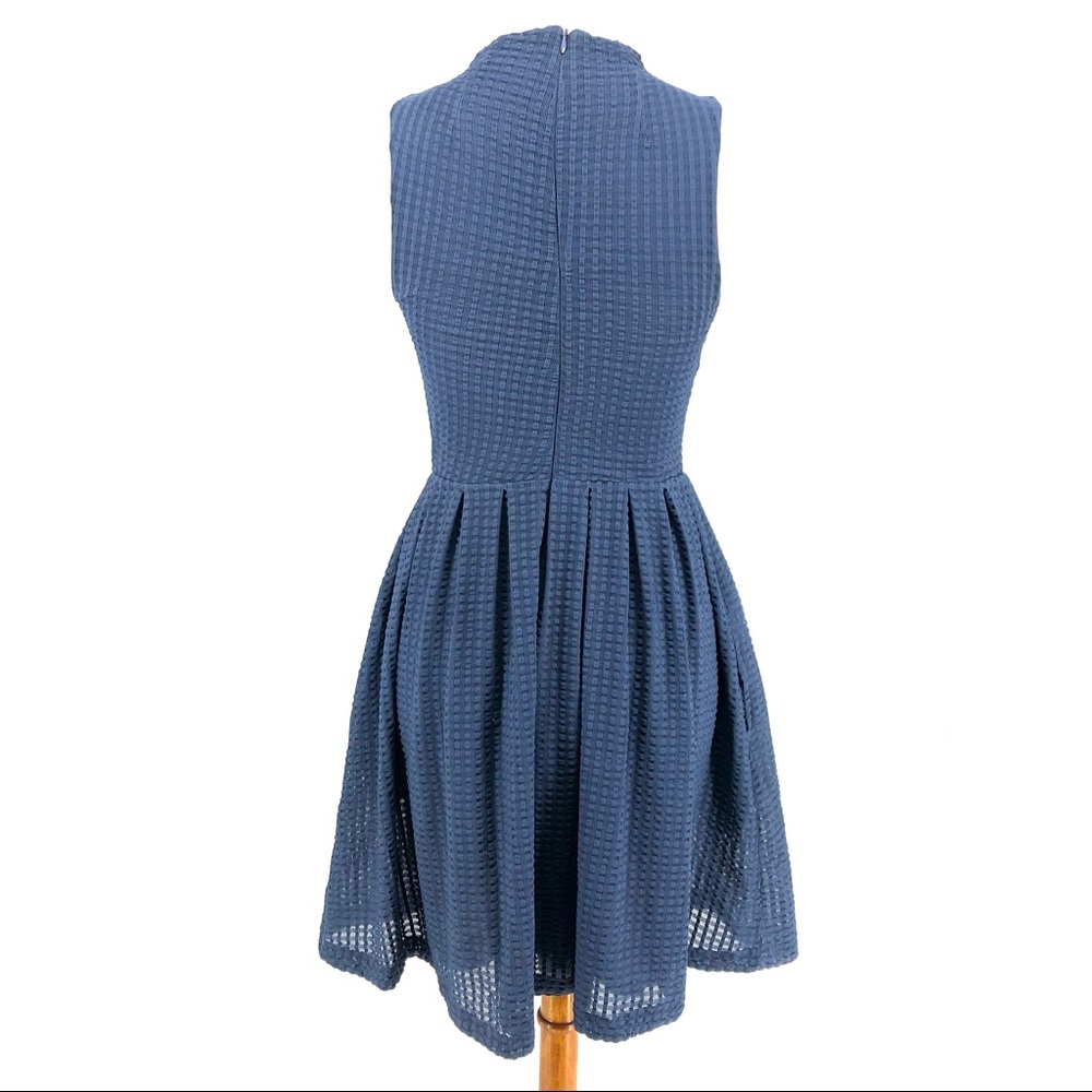 Deletta Anthropologie Cosgrove Blue Fit And Flare Textured Dress Size Small View 5